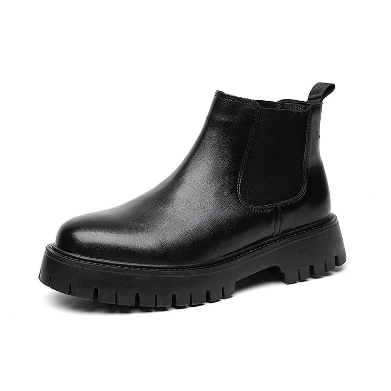 Chelsea Boots Fashion Leather Gentleman Stress Shoes Men Business Driving Shoes Handmade Black chaussure Party Flats Dress Shoes