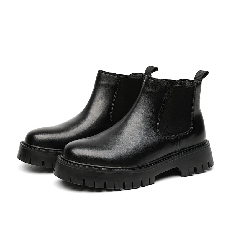 Chelsea Boots Fashion Leather Gentleman Stress Shoes Men Business Driving Shoes Handmade Black chaussure Party Flats Dress Shoes