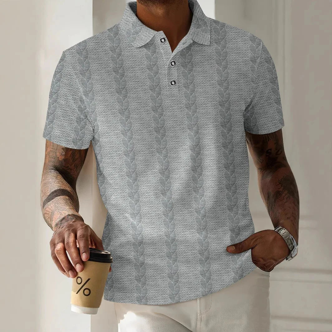 2025 New style Summer men's fashion simple Daily casual solid-color jacquard lapel short-sleeved POLO Shirts