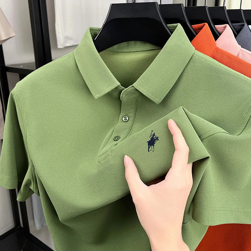 Luxury brand short sleeve polo shirt summer trend designer new pony embroidery lapel T-shirt fashionable casual golf men's wear