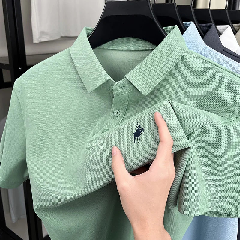 Luxury brand short sleeve polo shirt summer trend designer new pony embroidery lapel T-shirt fashionable casual golf men's wear