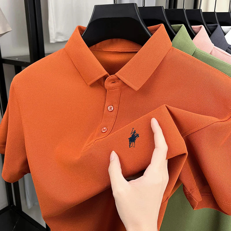 Luxury brand short sleeve polo shirt summer trend designer new pony embroidery lapel T-shirt fashionable casual golf men's wear