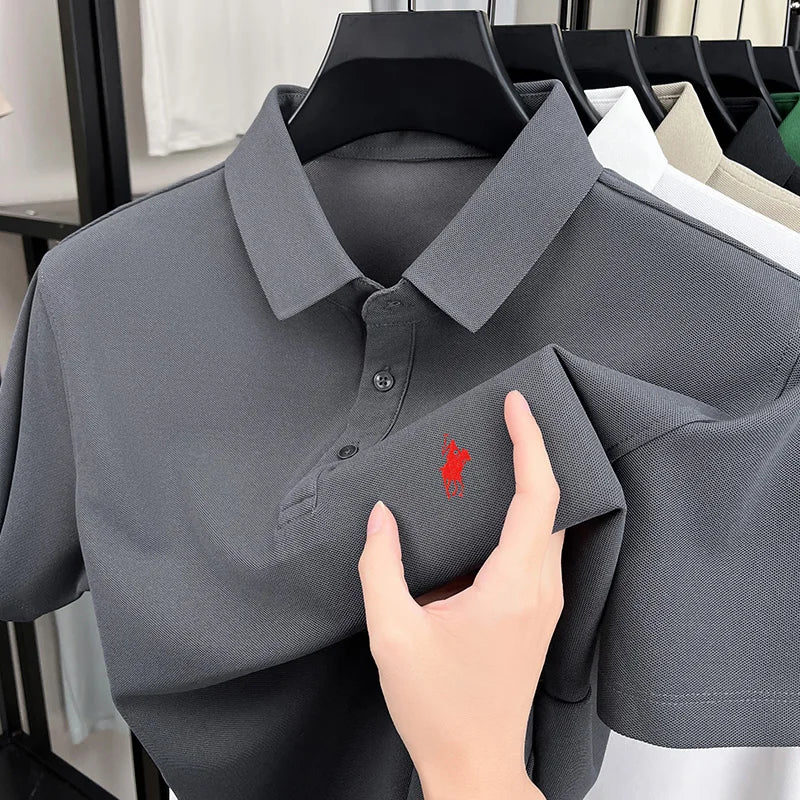 Luxury brand short sleeve polo shirt summer trend designer new pony embroidery lapel T-shirt fashionable casual golf men's wear