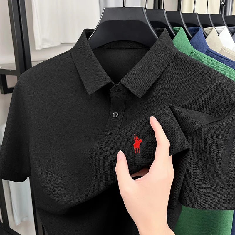 Luxury brand short sleeve polo shirt summer trend designer new pony embroidery lapel T-shirt fashionable casual golf men's wear