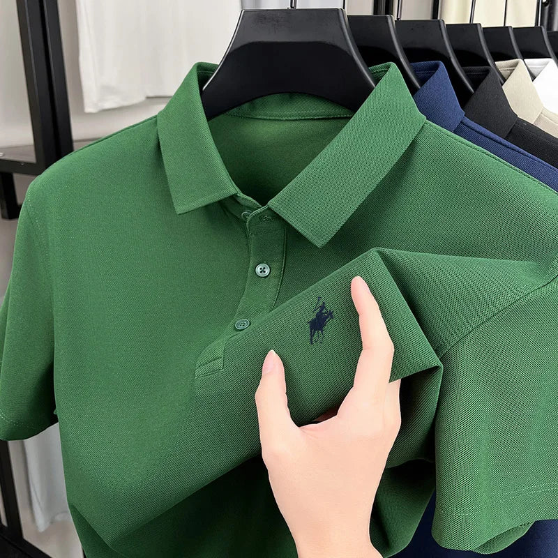 Luxury brand short sleeve polo shirt summer trend designer new pony embroidery lapel T-shirt fashionable casual golf men's wear